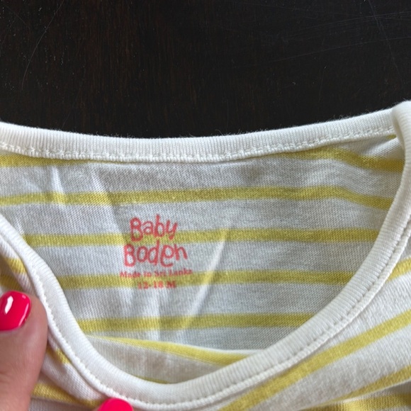 Boden Short Sleeve Yellow and White Striped Tee - Picture 2 of 2